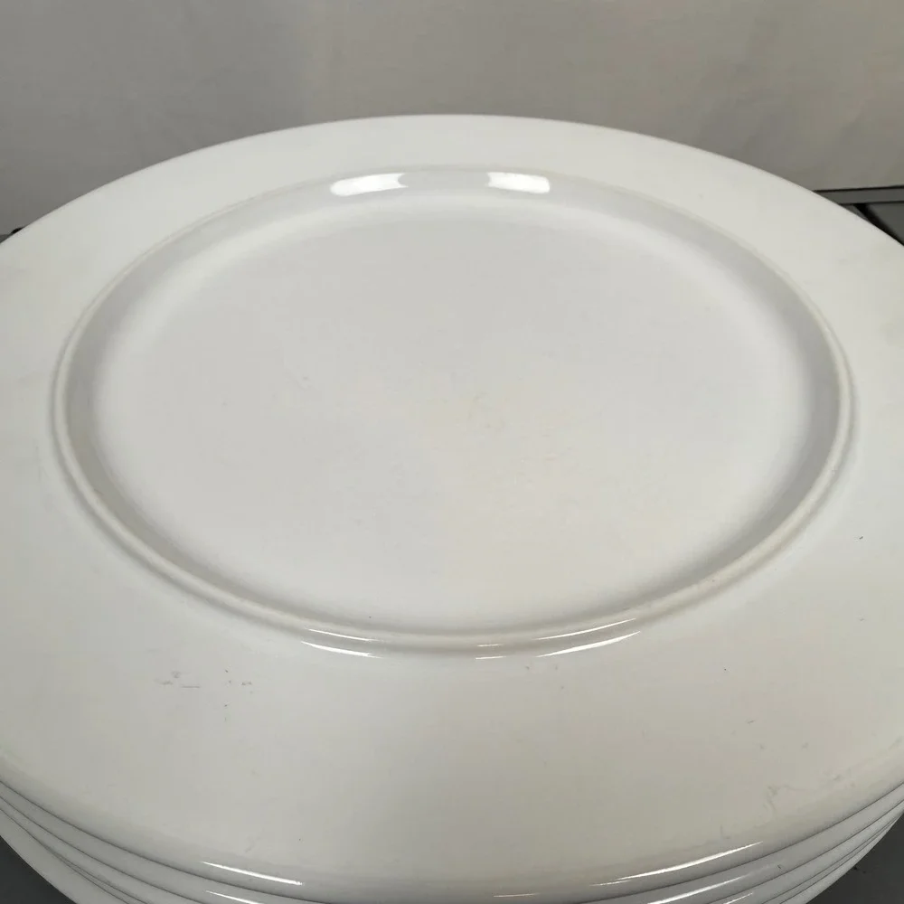 Set of 5x Vintage 1986 Sasaki Anello White Plates Vignelli Designs Made in Japan